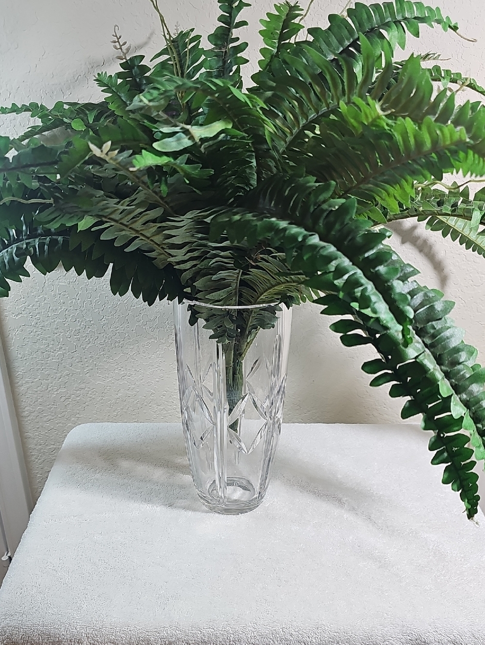 Vintage Crystal Cut Glass Vase Geometric Cuts Over 5 Pounds 11" X 7"